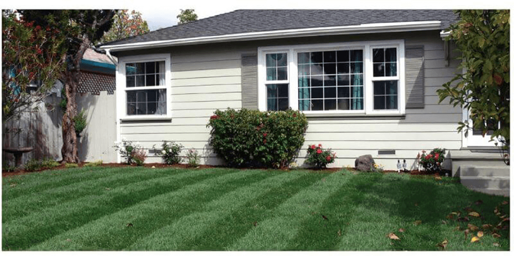 Modern manufactured home with gray and white siding